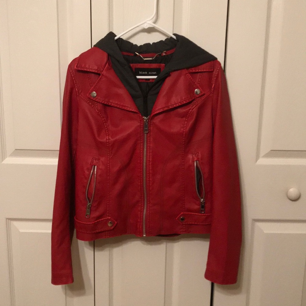 Red Leather Jacket NWOT